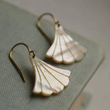 Mother of Pearl Art Deco Fan Earrings