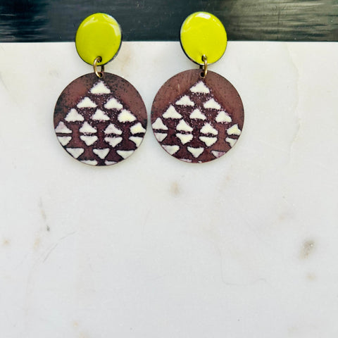 Enamel Circle Post Earrings