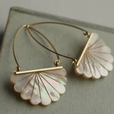 Mother of Pearl Art Deco Scallop Earrings