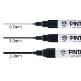 PINTAR Premium Acrylic Paint Pens - Set of 12 Black (4) 0.7mm, (4) 1.0mm, (4) 5.0mm Tips - Smooth-Flowing Japanese Ink - Crafting, Coloring, Drawing, Lettering, Writing Supplies