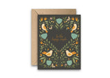 Happy Couple Birds and Flowers – Wedding Greeting Card