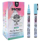 PINTAR Premium Acrylic Paint Pens - 1mm Fine Tip Pens For Rock Painting, Ceramic Glass, Wood, Paper, Fabric & Porcelain, Water Resistant Paint Set, Surface Pen, Craft Supplies, DIY Project (16 colours)