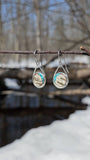 Stainless Steel Turquoise Birch Bark Earrings Nature Earth