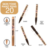 Pintar Skin Tone Color 20 Pack Paint Pens Acrylic Paint Pen Set with Extra Fine 0.7mm Tip | Use on Rocks, Canvas, Glass, Ceramics, Plastic, Porcelain