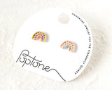 Mini Muted Rainbow Stud Earrings, mismatched with dots