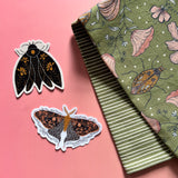 Gray Vines Moth Vinyl Sticker