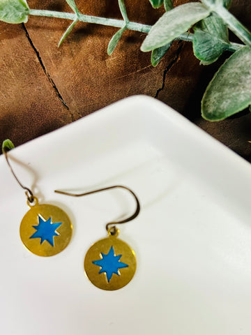 Compass Stained Glass Resin Earrings