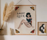 Lady Luck Pin Up Sailor Jerry Art Print 9x12 inches