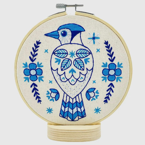 Folk Blue Jay Embroidery Kit