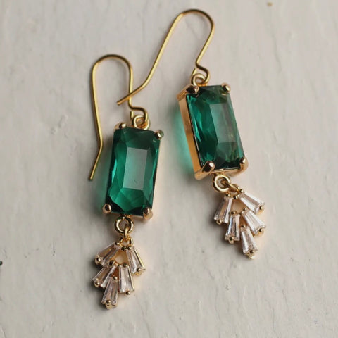 Vintage Emerald Chrysler Earrings