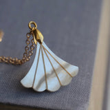 Mother of Pearl Art Deco Fan Necklace