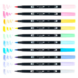Dual Brush Pen Art Markers: Pastel - 10-Pack