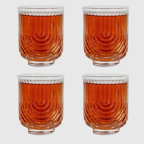 Art Deco Lowball Ribbed Wave Glasses