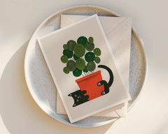 Plants are Friends - Cute Cat and Plant Greeting Card