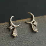 Sterling Silver Moon Stud Earrings