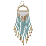 Gold Mint Beaded Fringe Half Circle Earrings