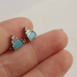 Art Deco Sterling Silver/Turquoise Stud Earrings