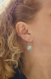 Birch Bark & Turquoise Dangle Earrings – Bronze