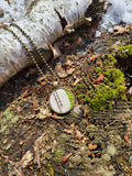 Mossy Birch Bark Circle Bronze Necklace Earrings Set Nature