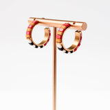 Small B&W Tila Bead Hoop Earrings Gold-Plated, Handmade