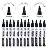 PINTAR Premium Acrylic Paint Pens - Set of 12 Black (4) 0.7mm, (4) 1.0mm, (4) 5.0mm Tips - Smooth-Flowing Japanese Ink - Crafting, Coloring, Drawing, Lettering, Writing Supplies