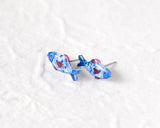 Nautical Fish Stud Earrings Red, Blue, White