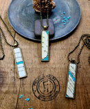 Narrow Turquoise Birch Bark Necklace | Rustic BEST SELLER