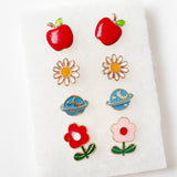 Cute Post Earrings-Apples, Daisies, Flowers
