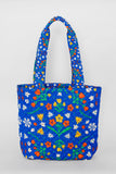 Quilted Tote, Blue Scandinavian Floral