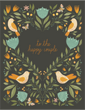 Happy Couple Birds and Flowers – Wedding Greeting Card