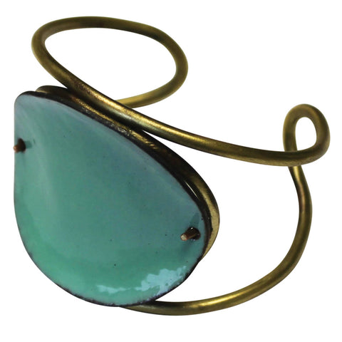 Donte Cuff, Aqua Enamel & Brass - Small Size 6