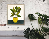Yellow Pot - potted plant art print