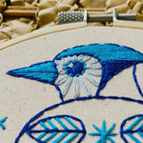 Folk Blue Jay Embroidery Kit