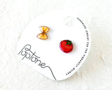 Mismatched Tomato & Bowtie Pasta Stud Earrings