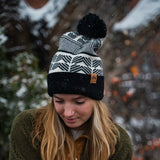 Geometric Pattern Beanie with Pom