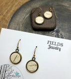 Mossy Birch Bark Circle Bronze Necklace Earrings Set Nature