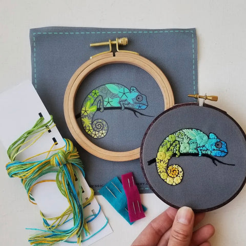 Chameleon Embroidery Kit