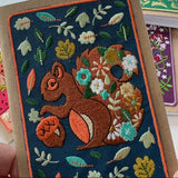 Squirrel Embroidery Pocket Notebook