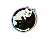 Holographic Yin Yang Cat Vinyl Sticker