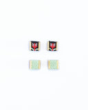 Beaded Handwoven Tulip Stud Pack (Teal/Rust)