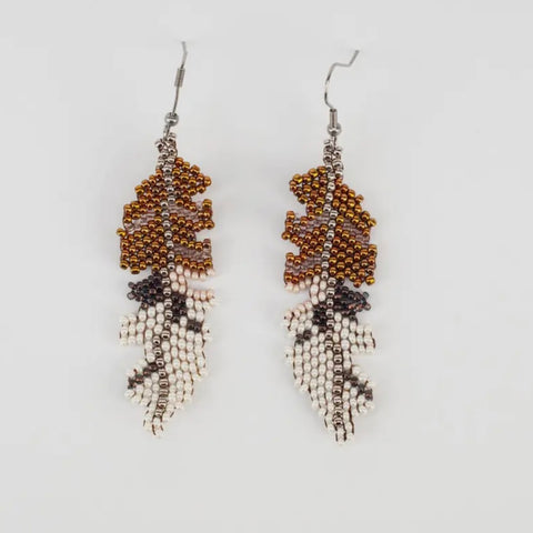 Altiplano Sand Beaded Feather Earrings