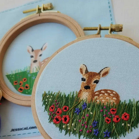 Wild Flower Fawn Embroidery Kit