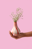 Stripe Bud Vase | Red Handpainted Ceramic | 4.75 Inch