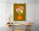 Retro Blooms - floral illustration print