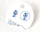 Nautical Fish Stud Earrings Red, Blue, White