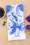 Blue Songbird Tea Towel - Bird Floral Kitchen Towel Decor
