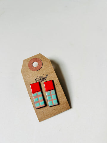 Rectangle Enamel Stud Earrings