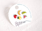 Mini Fruit Stud Earrings - Set of 5 Mix and Match Earrings