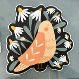 Bird with Flowers Vinyl Sticker