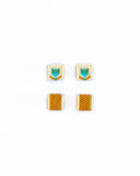 Beaded Handwoven Tulip Stud Pack (Teal/Rust)